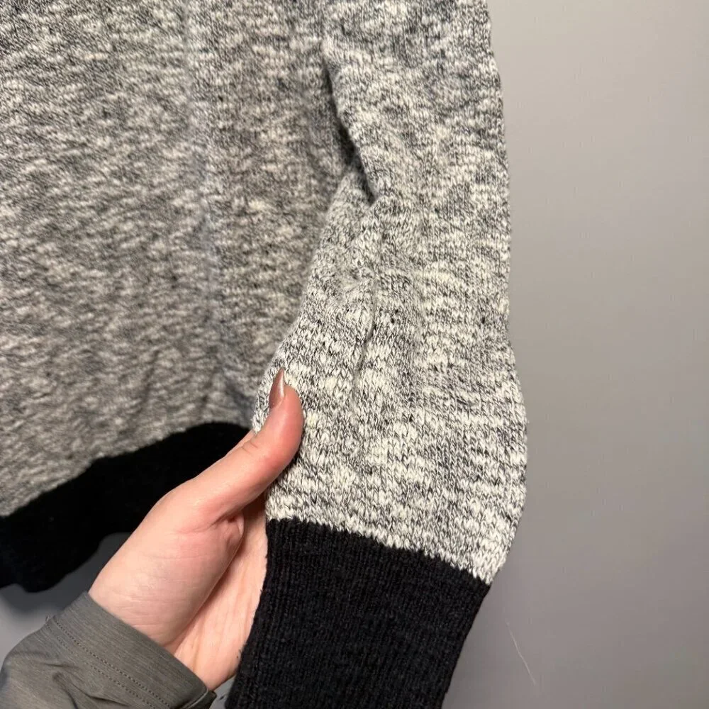 LL Bean Signature Cotton Linen Summer Cowl Neck Sweater Black Marl Large